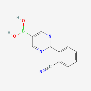 Chemical structure of (2-(2-cyanophenyl)pyrimidin-5-yl)boronic acid