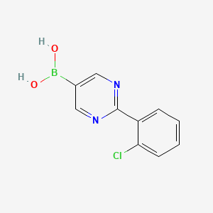 Chemical structure of (2-(2-chlorophenyl)pyrimidin-5-yl)boronic acid