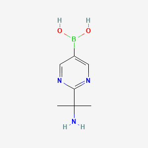 Chemical structure of (2-(2-aminopropan-2-yl)pyrimidin-5-yl)boronic acid