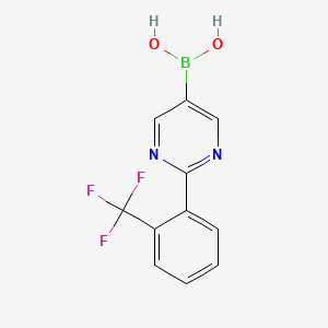 Chemical structure of (2-(2-(trifluoromethyl)phenyl)pyrimidin-5-yl)boronic acid