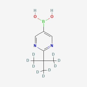 Chemical structure of 2-(tert-Butyl-d9)-pyrimidine-5-boronic acid