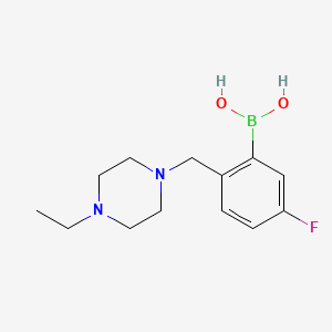Chemical structure of (2-((4-ethylpiperazin-1-yl)methyl)-5-fluorophenyl)boronic acid