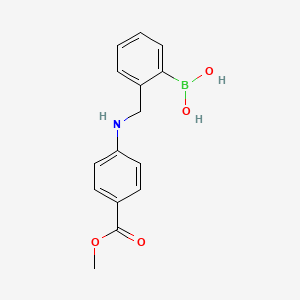 Chemical structure of (2-(((4-(Methoxycarbonyl)phenyl)amino)methyl)phenyl)boronic acid