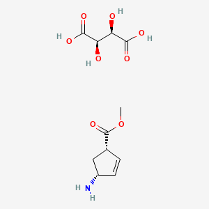 Chemical structure of (1S,4R)-Methyl 4-aminocyclopent-2-enecarboxylate (2R,3R)-2,3-dihydroxysuccinate