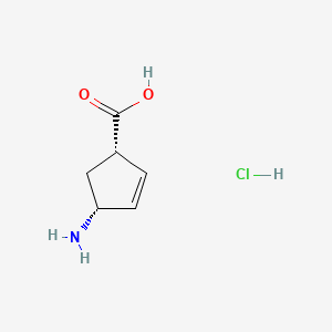 Chemical structure of (1S,4R)-4-Aminocyclopent-2-enecarboxylic acid hydrochloride
