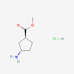 Chemical structure of (1S,3S)-Methyl 3-aminocyclopentanecarboxylate hydrochloride