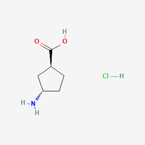 Chemical structure of (1S,3S)-3-Aminocyclopentanecarboxylic acid hydrochloride