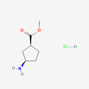 Chemical structure of (1S,3R)-Methyl 3-aminocyclopentanecarboxylate hydrochloride