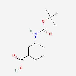 Chemical structure of (1S,3R)-3-(tert-Butoxycarbonylamino)cyclohexanecarboxylic Acid
