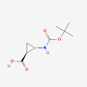 Chemical structure of (1S,2S)-2-((tert-Butoxycarbonyl)amino)cyclopropanecarboxylic acid