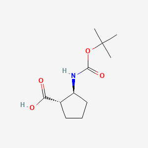 Chemical structure of (1S,2S)-2-((tert-Butoxycarbonyl)amino)cyclopentanecarboxylic acid
