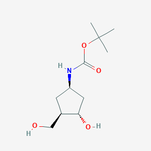 Chemical structure of (1S,2R,4R)-4-(Boc-amino)-2-(hydroxymethyl)cyclopentanol
