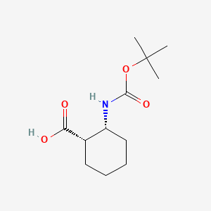 Chemical structure of (1S,2R)-2-{[(tert-butoxy)carbonyl]amino}cyclohexane-1-carboxylic acid