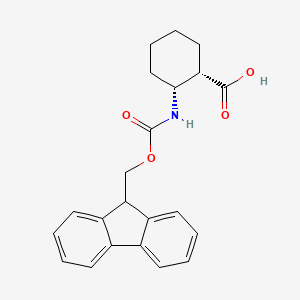 Chemical structure of (1S,2R)-2-((((9H-Fluoren-9-yl)methoxy)carbonyl)amino)cyclohexanecarboxylic acid