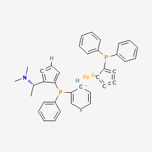 Chemical structure of (1S)-N,N-Dimethyl-1-[(2R)-1',2-bis(diphenylphosphino)ferrocenyl]ethylamine