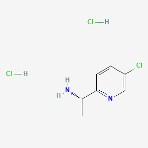 Chemical structure of (1S)-1-(5-Chloropyridin-2-yl)ethan-1-amine dihydrochloride