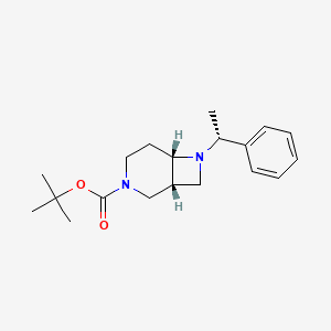 Chemical structure of (1R,6S)-3-Boc-7-[(R)-1-phenylethyl]-3,7-diazabicyclo[4.2.0]octane
