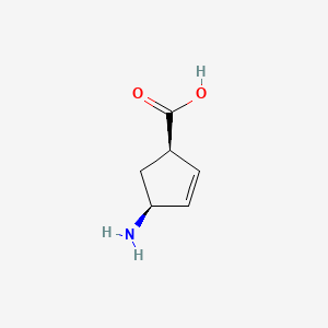 Chemical structure of (1R,4S)-4-Aminocyclopent-2-enecarboxylic acid