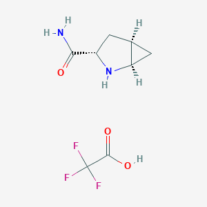 Chemical structure of (1R,3S,5R)-2-Azabicyclo[3.1.0]hexane-3-carboxamide 2,2,2-trifluoroacetate