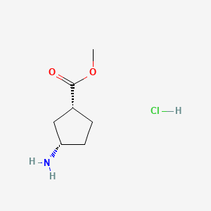 Chemical structure of (1R,3S)-Methyl 3-aminocyclopentanecarboxylate hydrochloride