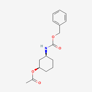 Chemical structure of (1R,3S)-3-(((Benzyloxy)Carbonyl)Amino)Cyclohexyl Acetate