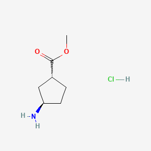 Chemical structure of (1R,3R)-Methyl 3-aminocyclopentanecarboxylate hydrochloride