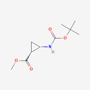 Chemical structure of (1R,2S)-rel-Methyl 2-((tert-butoxycarbonyl)amino)cyclopropanecarboxylate