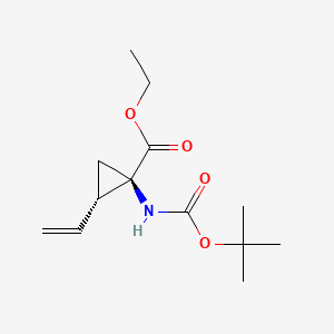 Chemical structure of (1R,2S)-Ethyl 1-((tert-butoxycarbonyl)amino)-2-vinylcyclopropanecarboxylate