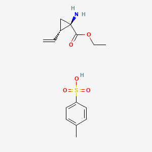 Chemical structure of (1R,2S)-1-amino-2-vinylcyclopropanecarboxylic acid ethyl ester tosylate salt