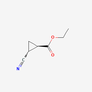 Chemical structure of (1R,2R)-rel-Ethyl 2-cyanocyclopropanecarboxylate
