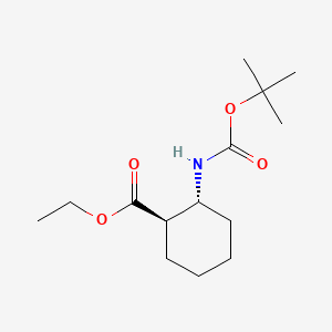 Chemical structure of (1R,2R)-Ethyl 2-((tert-butoxycarbonyl)amino)cyclohexanecarboxylate