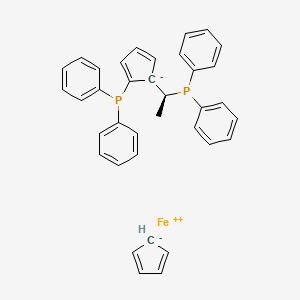 Chemical structure of (1R)-1-(diphenylphosphino)-2-[(1S)-1-(diphenylphosphino)ethyl]-Ferrocene