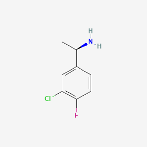 Chemical structure of (R)-1-(3-Chloro-4-fluorophenyl)ethanamine