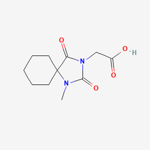 Chemical structure of (1-methyl-2,4-dioxo-1,3-diazaspiro[4.5]dec-3-yl)acetic acid