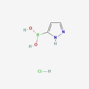 Chemical structure of (1H-Pyrazol-3-yl)boronic acid hydrochloride