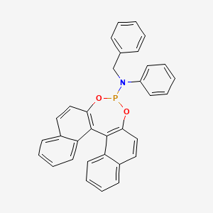 Chemical structure of (11bR)-N-benzyl-N-phenyldinaphtho[2,1-d:1',2'-f][1,3,2]dioxaphosphepin-4-amine