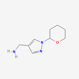 Chemical structure of (1-(Tetrahydro-2H-pyran-2-yl)-1H-pyrazol-4-yl)methanamine