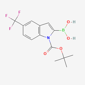 Chemical structure of (1-(tert-Butoxycarbonyl)-5-(trifluoromethyl)-1H-indol-2-yl)boronic acid
