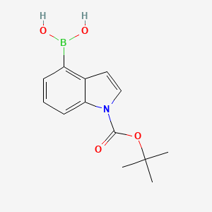 Chemical structure of (1-(tert-Butoxycarbonyl)-1H-indol-4-yl)boronic acid