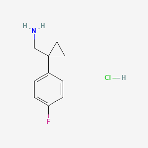 Chemical structure of (1-(4-fluorophenyl)cyclopropyl)methanamine hydrochloride