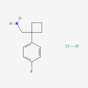 Chemical structure of [1-(4-Fluorophenyl)cyclobutyl]methanamine, HCl
