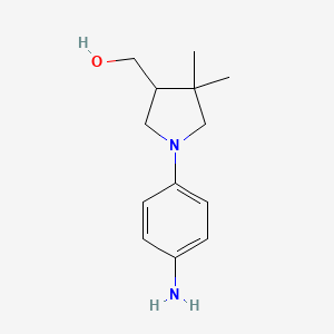 Chemical structure of (1-(4-aminophenyl)-4,4-dimethylpyrrolidin-3-yl)methanol