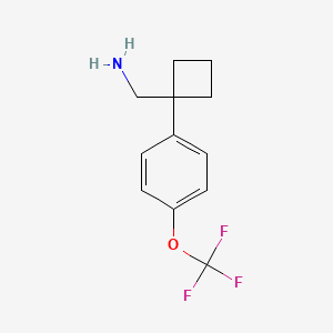 Chemical structure of (1-(4-(trifluoromethoxy)phenyl)cyclobutyl)methanamine hydrochloride