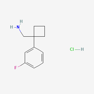 Chemical structure of (1-(3-fluorophenyl)cyclobutyl)methanamine hydrochloride