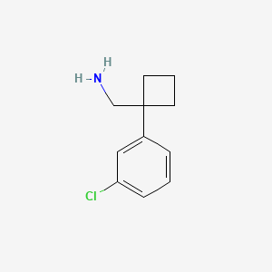Chemical structure of (1-(3-chlorophenyl)cyclobutyl)methanamine hydrochloride