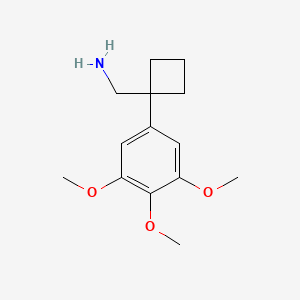 Chemical structure of (1-(3,4,5-trimethoxyphenyl)cyclobutyl)methanamine hydrochloride