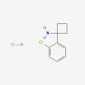 Chemical structure of (1-(2-chlorophenyl)cyclobutyl)methanamine hydrochloride