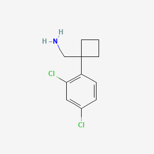 Chemical structure of (1-(2,4-dichlorophenyl)cyclobutyl)methanamine hydrochloride