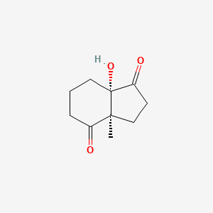 Chemical structure of (±)-cis-6-Hydroxy-1-methylbicyclo[4.3.0]nonane-2,7-dione