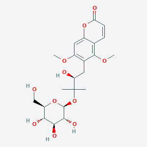 Chemical structure of (-)-Toddalolactone 3′-O-β-D-glucopyranoside